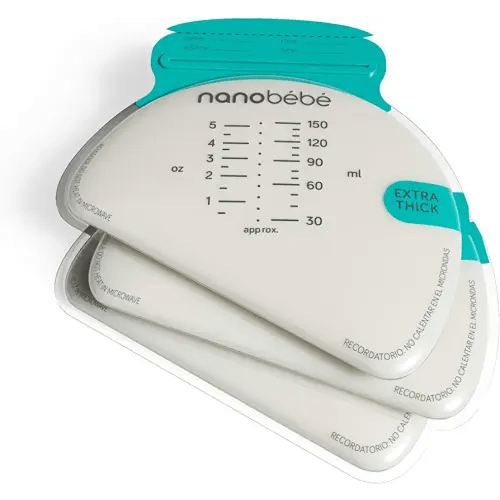 Nanobébé 50 Breastmilk Storage Bags - Cools & Thaws Evenly 2X Faster, to Protect nutrients Refill Pack, Breastfeeding Supplies, Save Space & Track Pumping – Breastmilk Bags for Freezer or Fridge