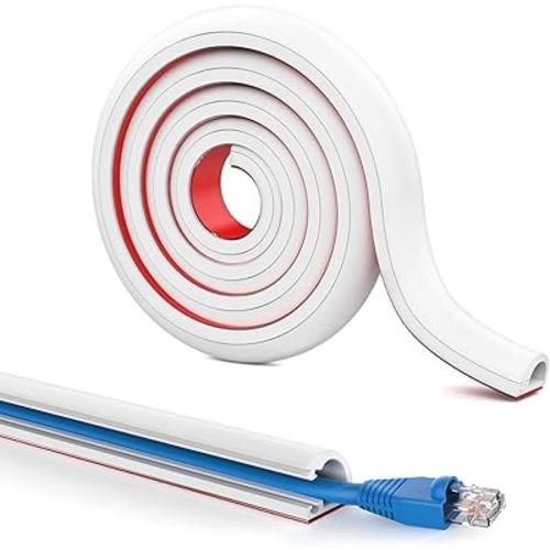 Wall Cord Hider 118 Inch, Self Adhesive Cable Hider Cord Cover for Wires, Flexible Wire Cover Cable Raceway for Cord Management W0.59 H0.39in White