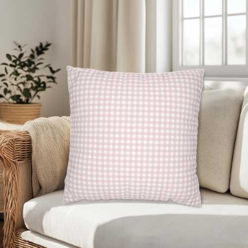 Blush Pink Gingham Plaid Throw Pillow, Pink Gingham Pillow, Pink Plaid Pillows, Gingham Outdoor Pillows, Blush Pink Decor, Pastel Decor