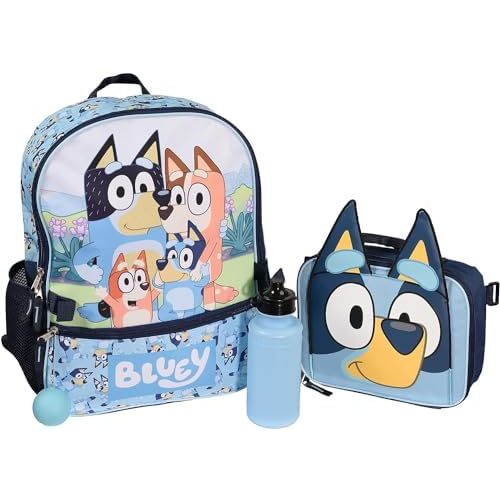 AI ACCESSORY INNOVATIONS Bluey 4 Piece Backpack Set for Pre-School Girls & Boys, Kids 16" School Bag