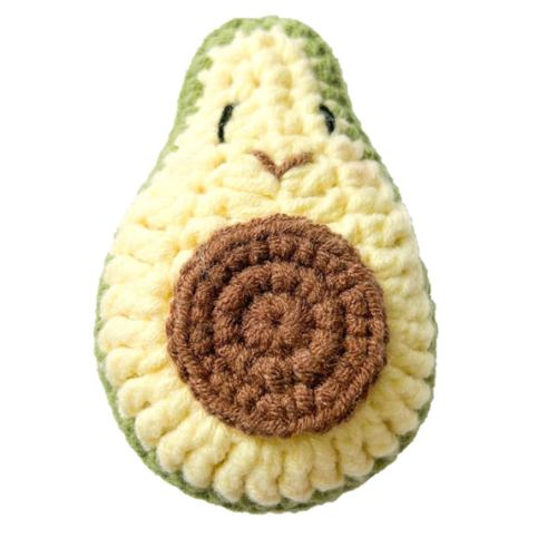 Chippi & Co Crochet Baby Rattle, Crochet Baby Toys, Stuffed Baby Doll, Organic Wooden Newborn Toys, Knitted Stuffed Animals for Babies Boy, Girl, Fruit Montessori Toys, Mom To Be Gifts (Avocado)