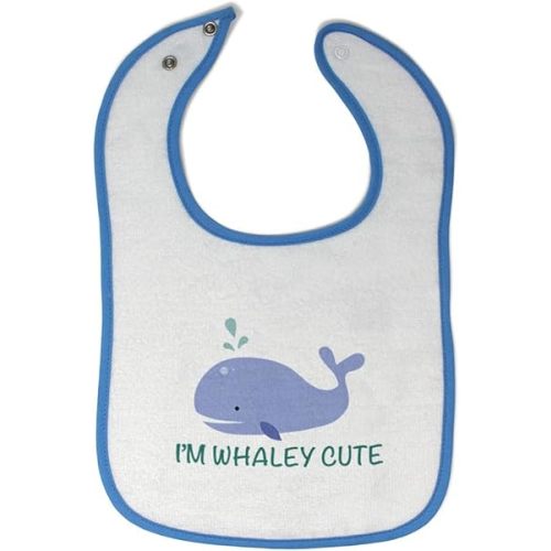 Toddler & Baby Bibs Burp Cloths Ocean I'm Whaley Cute Whale Ocean Sea Life Cotton Baby Items for Baby Girl & Boy White Blue Design Only