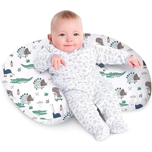 Little Grape Land Nursing Pillow for Infants, Breastfeeding Pillows, Baby Support Pillow for Nursing, Bottle Feeding, Tummy Time with Machine Washable Cover & Breathable Filling (Wild Dinosaur