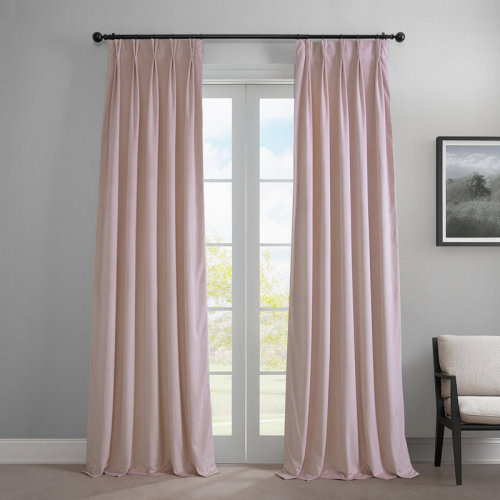 Mercer41 French Pleat Heritage Plush Velvet Room Darkening Curtains For Bedroom & Living Room Curtains (1 Panel) Single Panel Drapes & Reviews | Wayfair