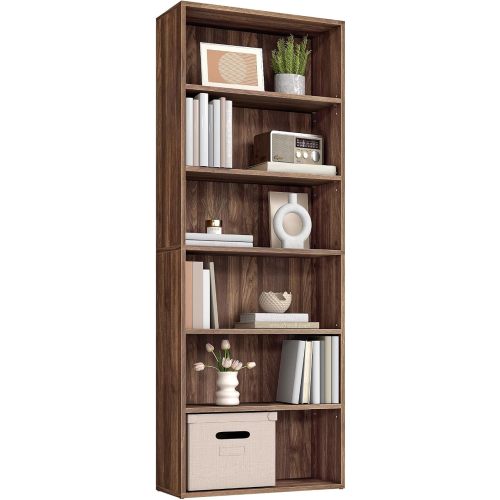 VASAGLE Custos Collection - Bookshelf, 6-Tier Bookcase, Book Shelf, Open Storage Shelf, 9.4 x 23.6 x 63.3 Inches, for Living Room, Home Office, Dining Room, Natural Walnut ULBC166K01