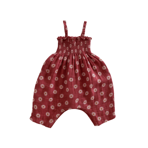 Muslin Smocked Romper, Daisy Dot