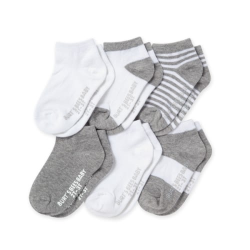 Solid and Stripes Organic Cotton Baby Ankle Socks 6 Pack Oat