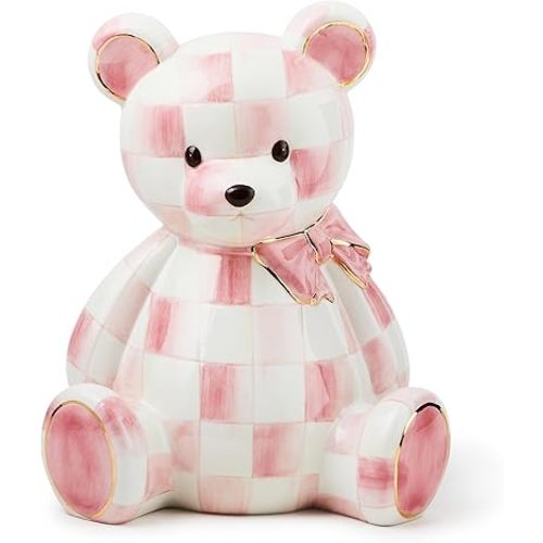 MACKENZIE-CHILDS Rosy Ceramic Bear Bank, Decorative Piggy Bank for Saving Money