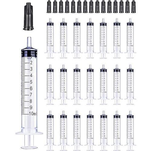 30 Pack 10ML Plastic Syringe Luer Slip with Cap, Great for Measuring, Refilling Watering and Pets Feeding(Non-sterile) (10ML)