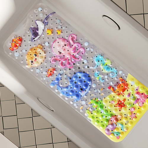 Secopad Kids Bath Mat for Tub Non Slip, 40 X 16 Inch Large Cartoon Anti Slip Toddler Baby Bath Mat