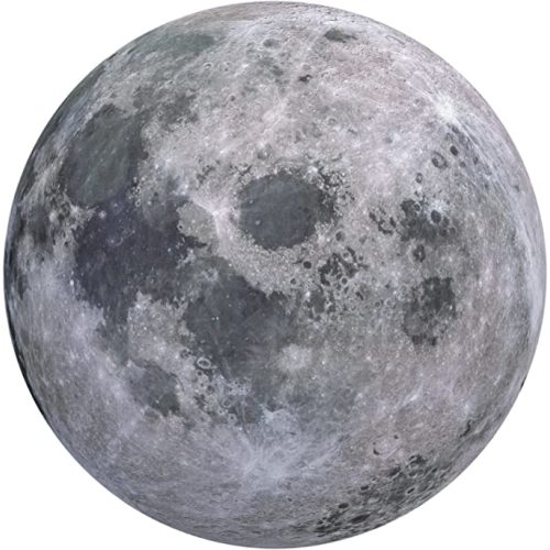 Moon Rug Round 40 inch Circle Rug Bedroom Classroom Living Room Decor-Outer Space Solar Full Moon Grey