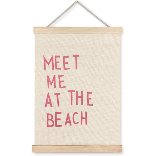Luvadian Meet Me at the Beach Poster Hanger Frame - Coastal & Pink Dorm Room Decor, Beach Wall Art, 12x16 Inches
