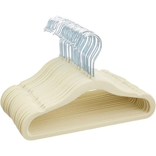Amazon Basics Kids Velvet, Non-Slip Clothes Hangers, Beige - Pack of 30 - 30-Pack
