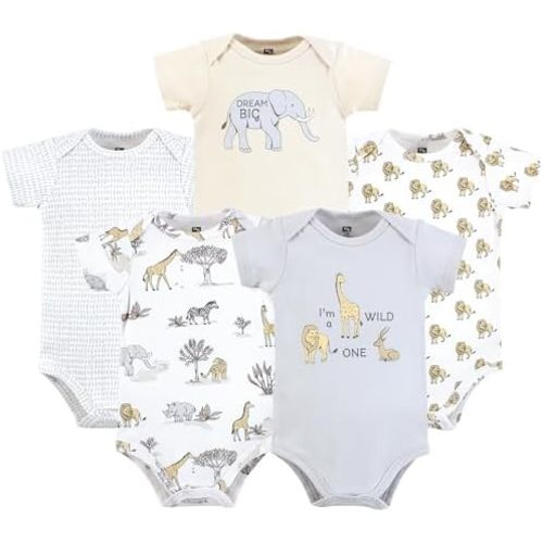 Hudson Baby Unisex Baby Cotton Bodysuits 5-pack