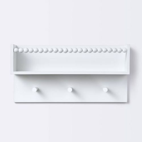 Wall Hook Shelf With Beading - White - Cloud Island™