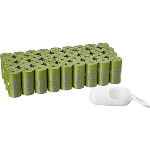 Amazon Basics Dog Poop Bags with Dispenser, 540 Count, Enhanced for Guaranteed Leakproof, Lavender Scented, Includes Leash Clip