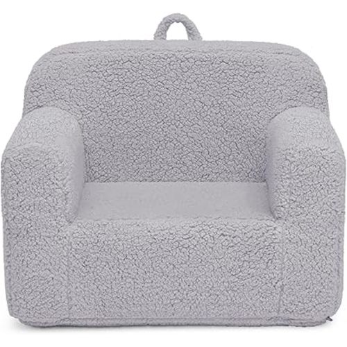 Delta Children Cozee Sherpa Chair, Reading, Arm Rest|Cushion Availability, Grey