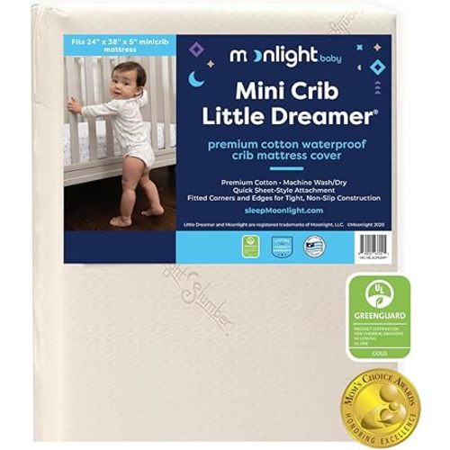 Moonlight Slumber Little Dreamer Mini Crib Mattress Cover - 100% Waterproof