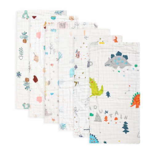 FOOK FISH Muslin Baby Burp Cloths, 6 Pack, 20'' x 10'', Premium Cotton, Ultra Soft, Absorbent, Unisex