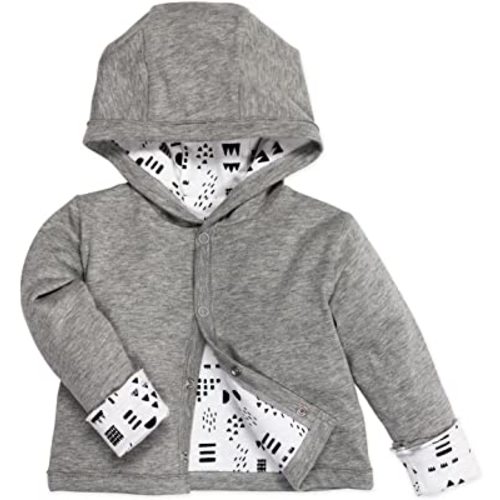HonestBaby Snap-Front Hooded Jackets, Side-Snap Top, Hoodies in Cozy 100% Organic Cotton Infant Baby Boys, Girls, Unisex