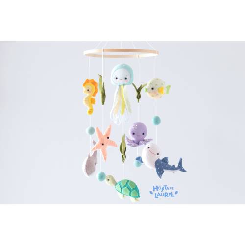 Ocean Baby Mobile, Sea Creatures Crib Mobile, Nautical Cot Mobile, Ocean Nautical Nursery Decor, Baby Shower Gift, Baby Boy Crib Mobile