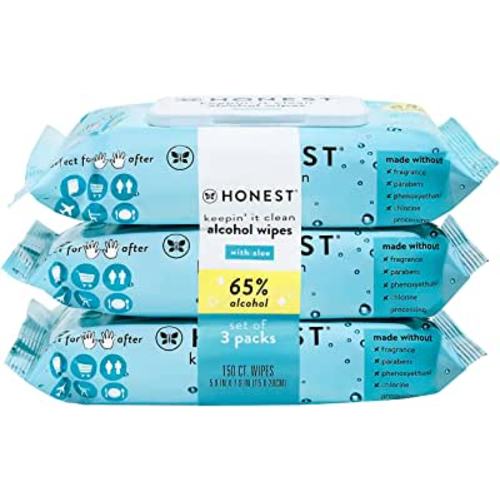 Amazon.com: The Honest Company Sanitizing Alcohol Wipes | Kills 99% of Germs, Made With Aloe | Unscented, 150 Count (3 Packs of 50) : Health & Household