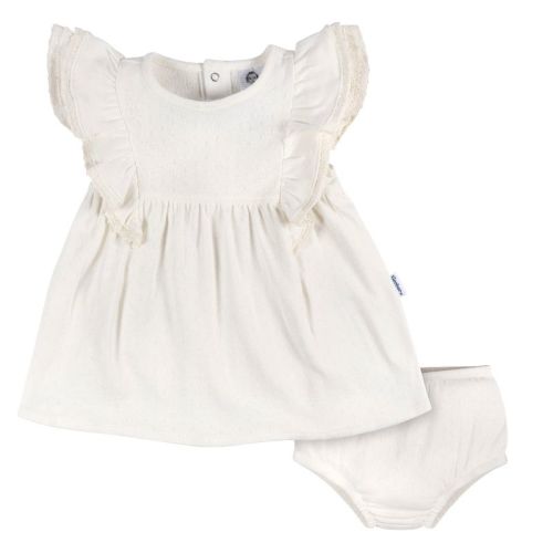 Gerber Baby Girls' Cotton Dress & Diaper Cover Set - Ivory - 6-9 Months - 2-Piece
