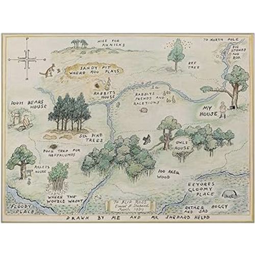 Lazun 100 Acre Wood Map The Pooh Jungle Rug - Area Rug for Home Décor, Soft, Non-Slip, Durable for Kid's Room, Living Room, Bed Room (36 * 24 Inches)