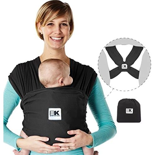Baby K'tan Baby Wrap Carrier - Pre Wrapped, Breathable Unique Cotton Mesh Sling - Temperature Controlled Design - Adjustable Back Support for Newborn to Toddler - Breeze Black (medium)