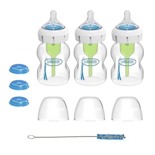 Dr. Brown's Medical Specialty Feeding System Wide-Neck Baby Bottles, Oral Feeding Solution for Preemies and Infants with Cleft Lip & Feeding Challenges, 5 oz/150 mL, 0m+ – 3-Pack