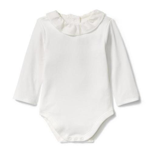 Baby White Ruffle Collar Long Sleeve Bodysuit — Janie and Jack | 3-6 Months
