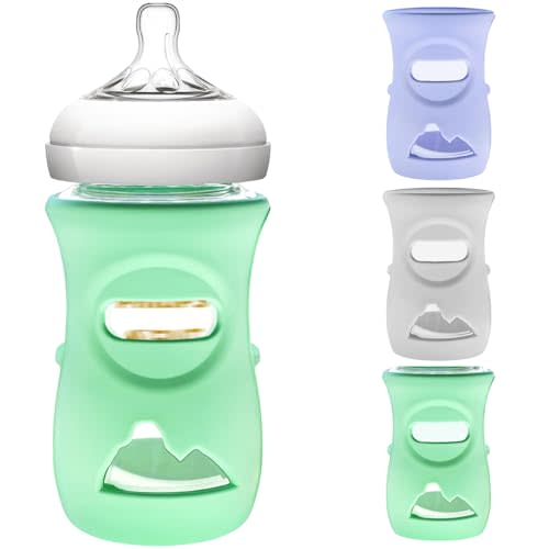 3 Pack Silicone Sleeve for Philips Avent Glass Bottle - Shatter Proof Natural Silicone Bottle Sleeve for Anti Colic Baby Bottles 8 oz & 4 oz - Anti Flow Sleeve for Infant Bottles