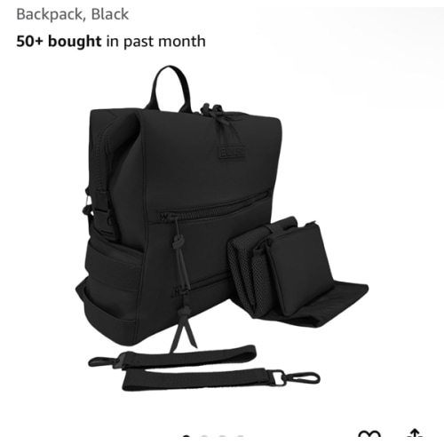 Neoprene Diaper Bag, Minimalist Backpack Diaper Bag with Pouch, Changing Pad, and Stroller Straps, Water Resistant and Lightweight Dad Diaper Bag, Diaper Bag Backpack, Black