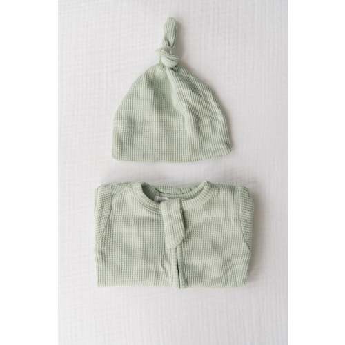 Organic Waffle Knit Footie With Bow Or Hat – Bella Berry Designs