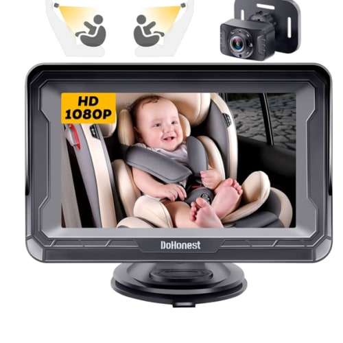 DoHonest Baby Car Camera HD 1080P - Rear-Facing Car Baby Monitor with Night Vision, Adjustable View Angle, Easy Setup, Anti-Glare Display, Safety for Kids & Infants