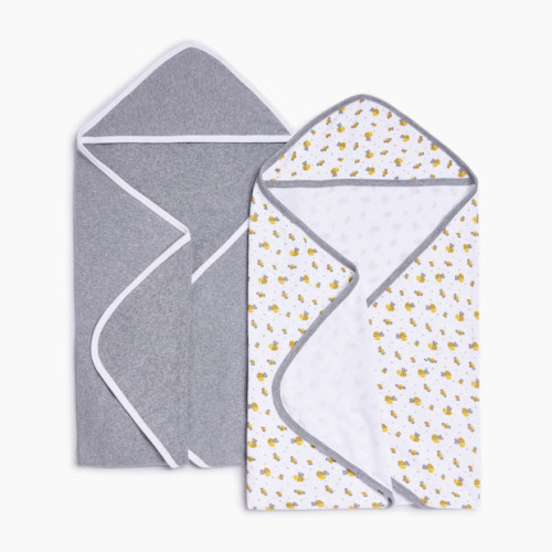 Small Story Organic Towels (2 Pack) - Grey Bees, 0-24
