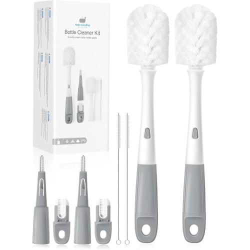 Termichy Baby Bottle Brush Set: 2 Pack Kit 360° Clean All Feeding Essential