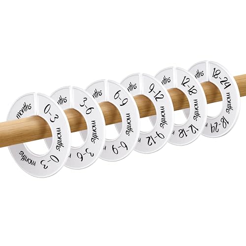 Pro Goleem Baby Closet Dividers Unisex Baby Closet Organizer for Nursery Baby Clothes Size Age Dividers Fits 1.5" Rod 6 PCS