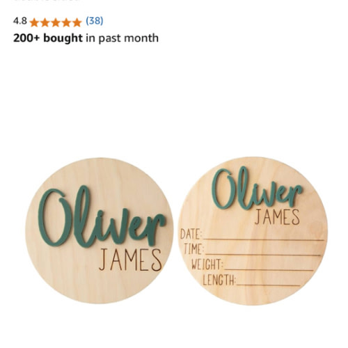 Personalized Newborn Announcement Sign for Hospital - Wooden Birth Announcement Sign for Hospital - Baby Name Announcement Sign - Baby Milestone Signs - Boy Girl - double sided