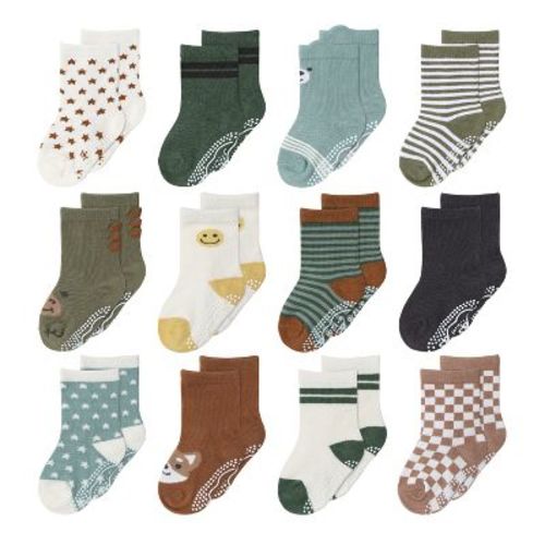 The Peanutshell Baby Boys And Girls 12pk Organic Cotton Socks, Neutral - Newborn 0-3 Months