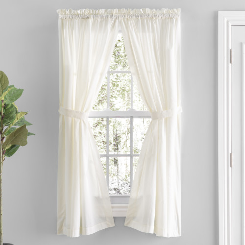 Ricardo Trading Simplicity Rod Pocket Tailored Panel Pair w/Tiebacks - Natural, 80"W X 63"L, 2