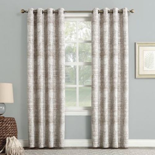 84"x50" Sun Zero Blackout Darren Distressed Global Blackout Lined Grommet Curtain Panel Camel: Thermal Insulated Curtain