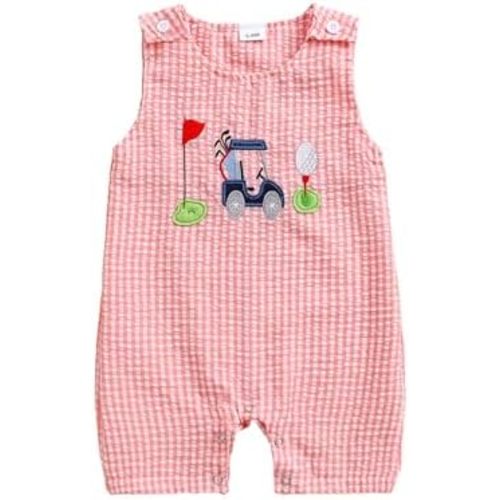 Baby Boy Golf Outfit Crew Neck Sleeveless Embroidery Golf Cart Romper Jumpsuit Casual Summer Toddler Boy Shortalls