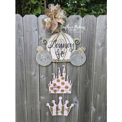 Princess Carriage, Castle, Crown Hospital Baby Door Hanger