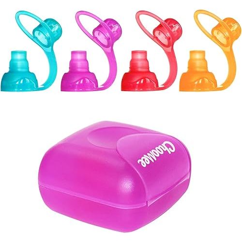 ChooMee SoftSip Food Pouch Tops | 4 Colors + Purple case | Prevent Spills and Protect Childs Mouth