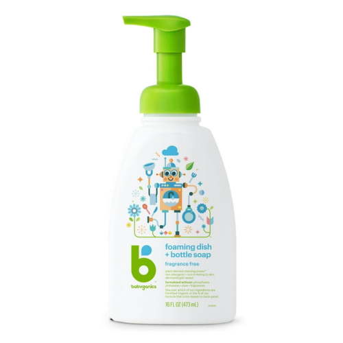 Babyganics Foaming Dish Soap, Pump Bottle, Fragrance Free, 16oz