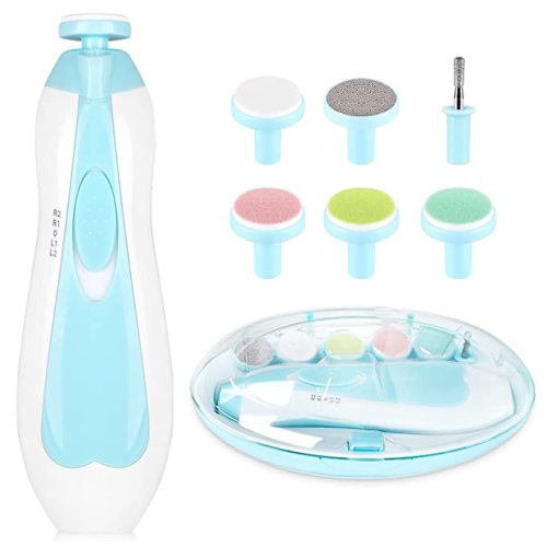 Baby Nail Trimmer Electric,Baby Nail Clippers, 6 in 1 Baby Nail File,Nail File Baby Grooming Kit Manicure Set for Toddler or Adults - Blue