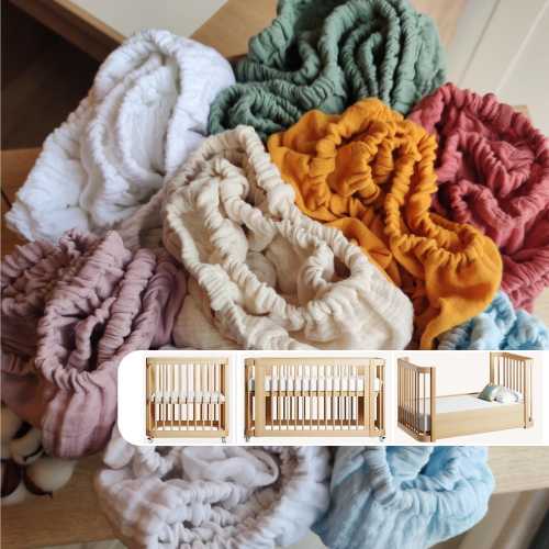 Muslin Sheets for Nestig Cribs - Organic Muslin Cotton Fitted Sheets - Custom Size Sheets - Mini Crib Sheets - Full Crib Sheets