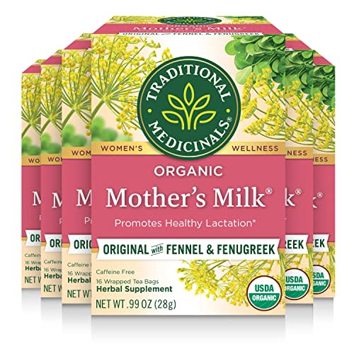 Traditional Medicinals - Organic Mother's Milk Herbal Tea (6 Pack) - Promotes Healthy Lactation in Breastfeeding Moms - 96 Tea Bags Total