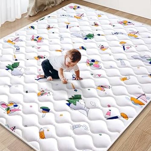 Baby Play Mat - 71" X 59",Premium Thicker Foam One-Piece Machine Washable, Extra Large Anti-Slip Soft Cushioning Foam Playmats for Babies and Toddlers, Foldable Baby Crawling Mat for Playpen